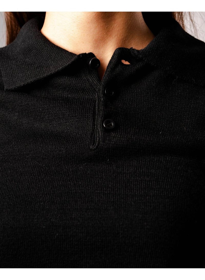 Basic Look Knitted Polo Sweatshirt - Image 2